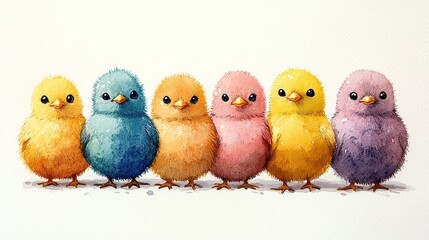 Naklejka premium easter chick clipart watercolor illustration illustrative clipart collection illustration