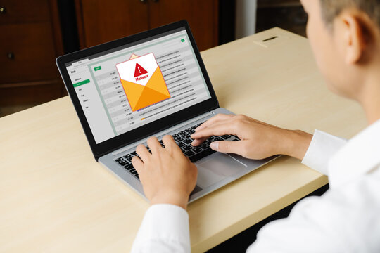 Cyber attacking concept. Malware alert showing on computer screen display scam and threat detection on computer system or online server to be removed snugly.