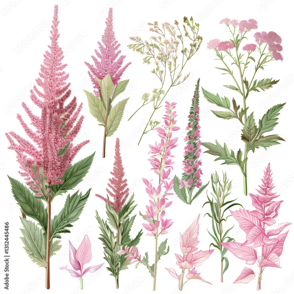 Poster pink flowers with a white background create a contrast and add visual interest.