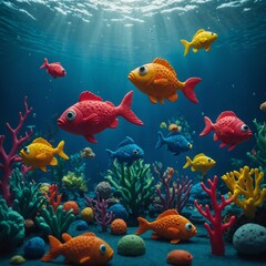 Fototapeta premium Undersea Adventures in Plasticine