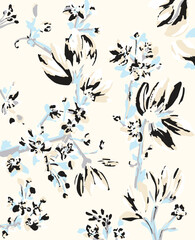 Naklejka premium abstract, vector, monochrome, big flowers, all over textiles design, illustration digital image can be used for wrapping paper