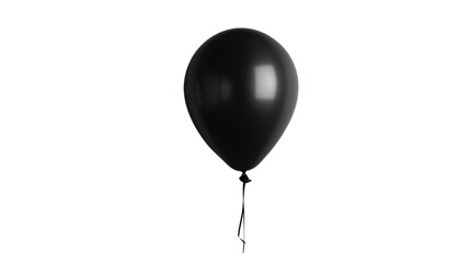 Single black balloon floating with transparent background