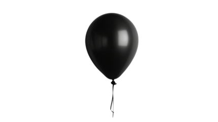 Single black balloon floating with transparent background