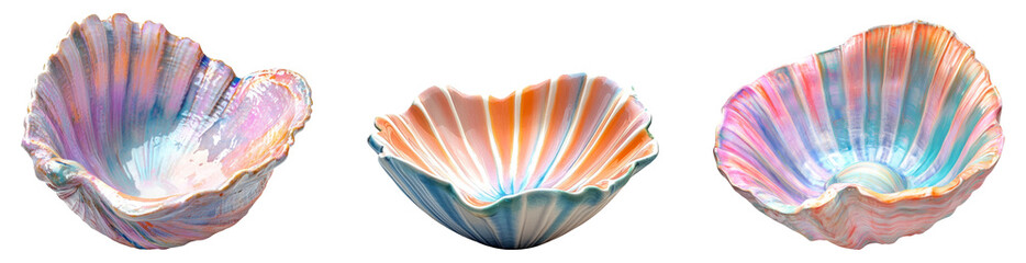 Fototapeta premium Colorful Seashells Isolated on Transparent Background for Design Use