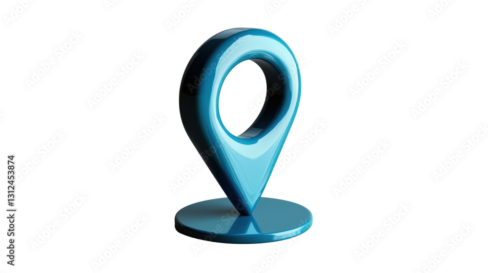 Poster blue location pin icon on transparent background representing gps and navigation