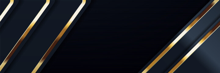 Fototapeta premium Dark background gold lines banner design
