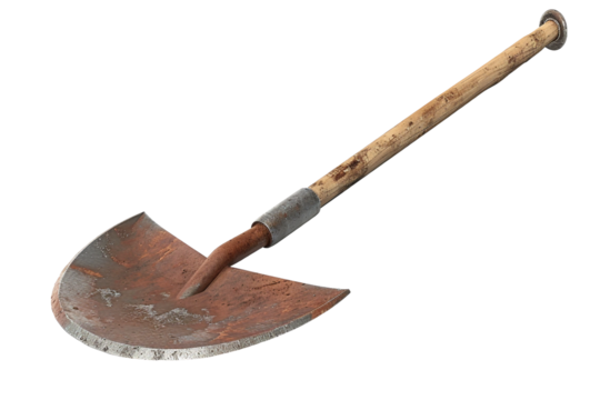 Functional 3D hoe for tilling and weeding tasks isolated on transparent background