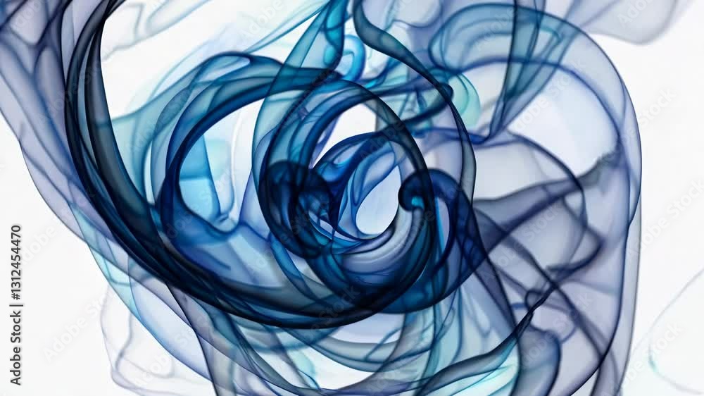 Poster abstract video concept with swirling blue smoke patterns. top-down angle captures dynamic flow and e