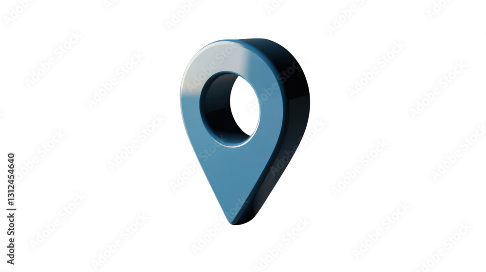 Poster blue 3d location pin icon showing location on transparent background