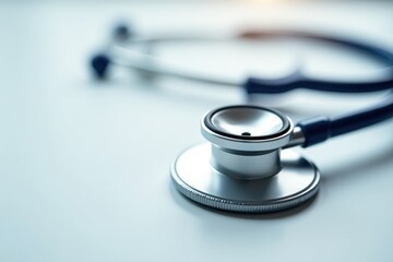 Close-up of stethoscope on immaculate white surface, stethoscope, background