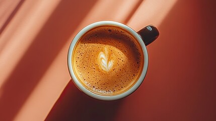 espresso coffee with crema seen from the top