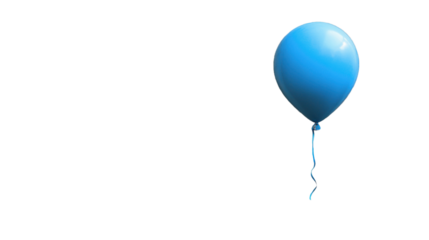 Single light blue balloon floating with transparent background