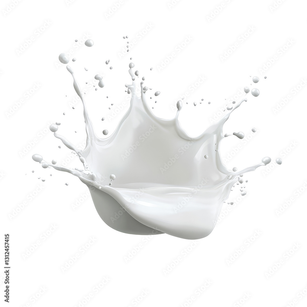Poster a dynamic milk splash captured in bright isolation on a clean transparent background showcasing move