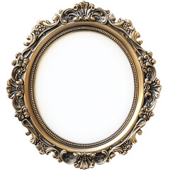 Vintage Gold Frame On White. Antique Ornate Design With Copy Space.  Luxury, Elegant. Add Your Image Inside.
