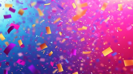 Vibrant celebration with colorful confetti falling in dynamic motion
