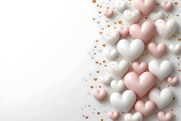 Pink, white hearts confetti background