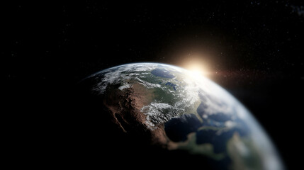 The beautiful earth during sunrise or sunset with starlit backdrop