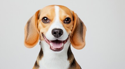 Happy Beagle Dog Portrait Close-up, Studio Shot, Canine Joy, pet photography Beagle, Dog portrait