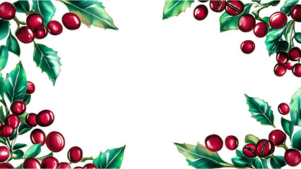 Festive Holly and Red Berry Border