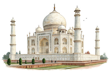 miniature of taj mahal agra india isolated on white background PNG.AI GENERATED