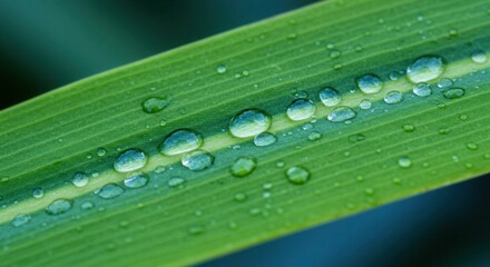 Water Droplets on Green Leaf Macro Shot Freshness and Purity