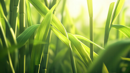 Sunlit Green Grass Blades Nature Photography Background