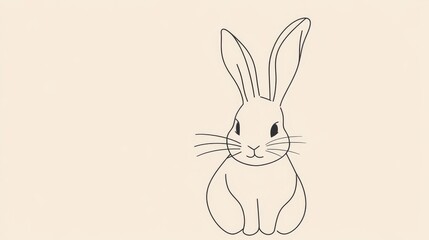 Fototapeta premium Minimalist line art of a rabbit for easter and spring decor