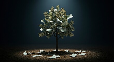 A tree with dollar bill leaves
