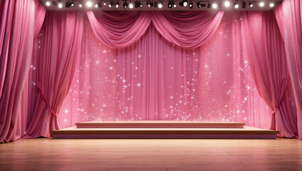 Glamorous Pink Glitter Curtains Creating a Stunning Reveal for Events and Performances