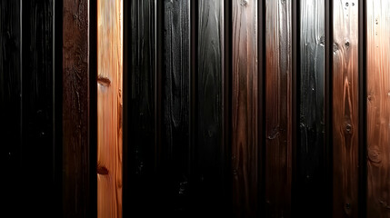 Different wood planks arranged vertically show a gradient pattern