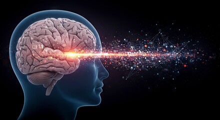 Human Brain with Light Beam and Neural Energy