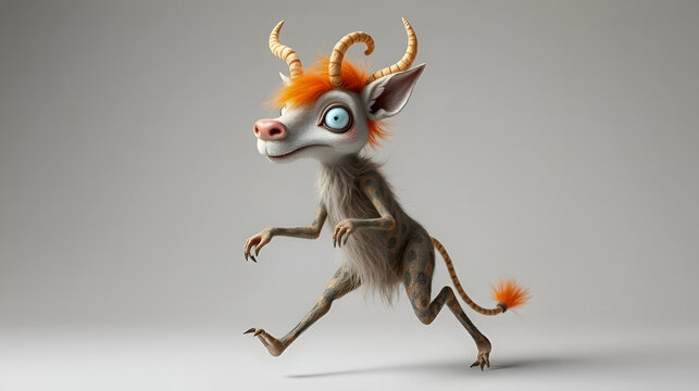 A whimsical creature with a mix of human and animal traits, symbolizing irrationality