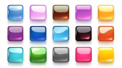 Colorful glossy buttons on white background for digital interface design