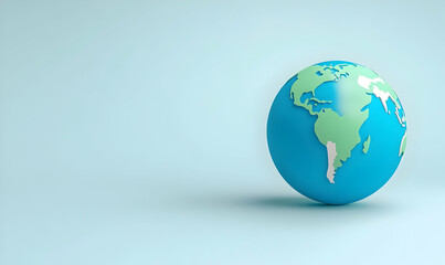Fototapeta premium Global Earth Model on Soft Blue Background for Educational Use