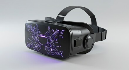 Futuristic VR Headset with Digital Internet Network Overlay

