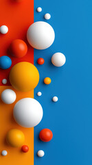 Colorful spheres on vibrant background create playful and modern design. , Holi