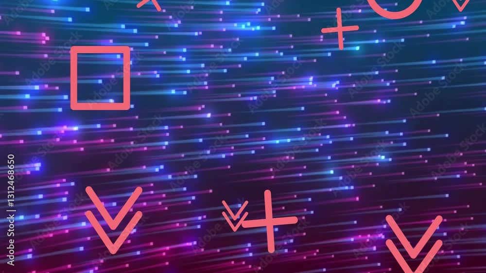 Poster neon lines and geometric shapes creating dynamic, colorful abstract animation