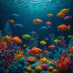 Fototapeta premium A Colorful Plasticine Fish Celebration