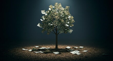 A tree with dollar bill leaves