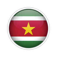Naklejka premium Surinam flag as round glossy icon