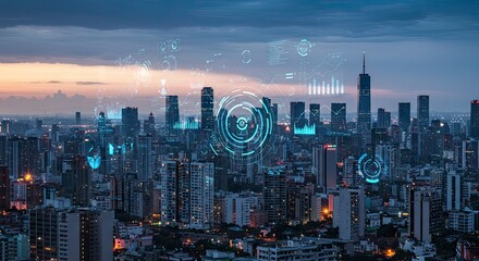 city with digital signs