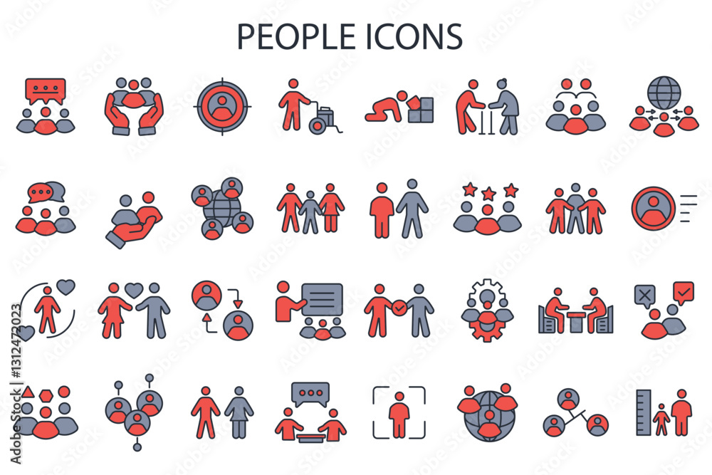 Poster people icon set.vector.editable stroke.linear style sign for use web design,logo.symbol illustration
