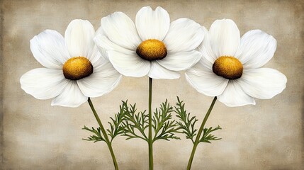 Obraz premium Elegant White Flowers on Vintage Background with Soft Textures