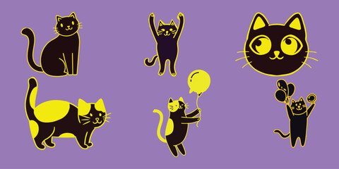 Playful Black and Yellow Cats on a world cat day