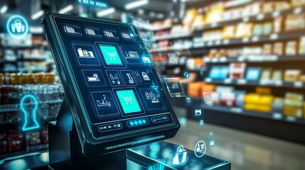 This innovative point of sale POS system showcases advanced cyber security features designed to ensure protected retail transactions, perfect for a modern store setting where safety is paramount