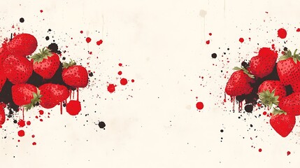 Strawberries with drips on a grunge background, ideal for posters, banners, or website headers