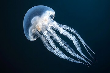 Stunning Translucent Jellyfish in Deep Sea