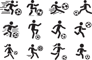 Minimalist Vector Clipart of Players in Motion