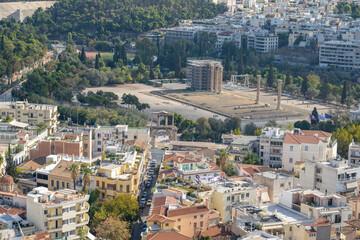 Obraz premium Panoramic view of Athens from Acropolis, Greece. Athens Cityscape, Plaka and Skyline in Greece, Europe