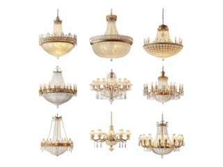 set of expansive stylish chandelier lamps